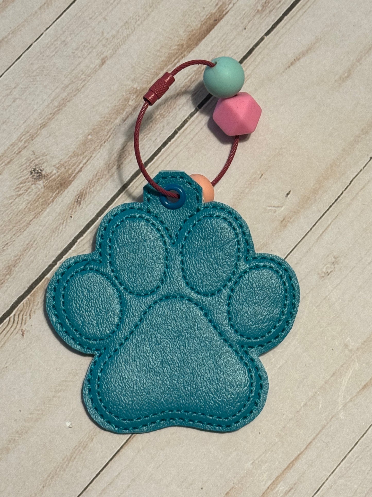 Puffy Paw Print Keyfobs with Beads
