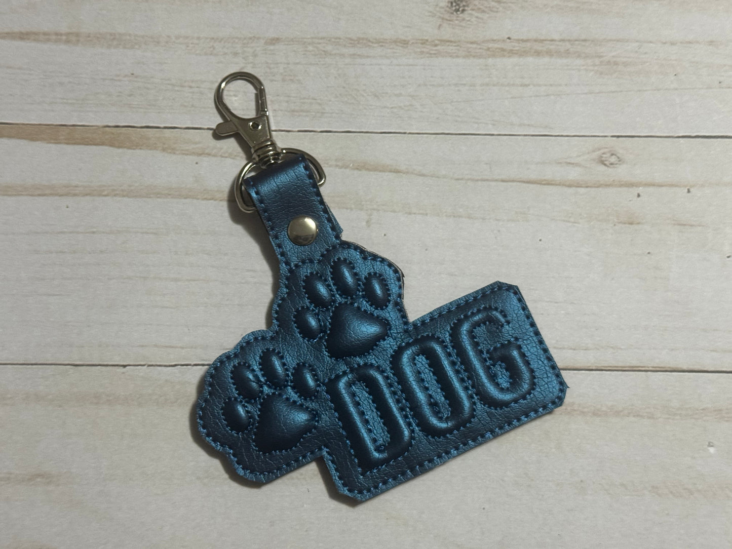 Puff Dog with Paw Print Keyfob