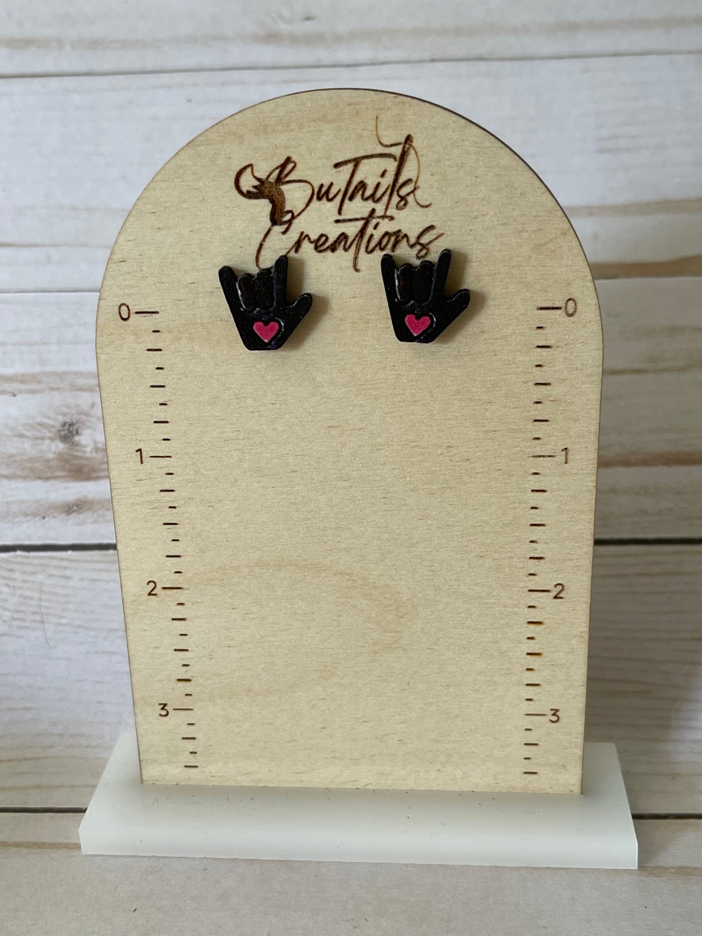 Wooden I Love You Earrings