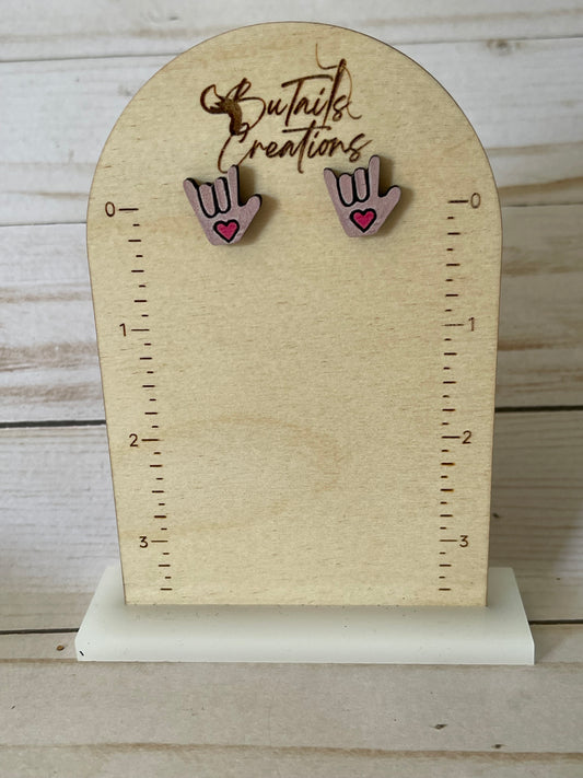 Wooden I Love You Earrings