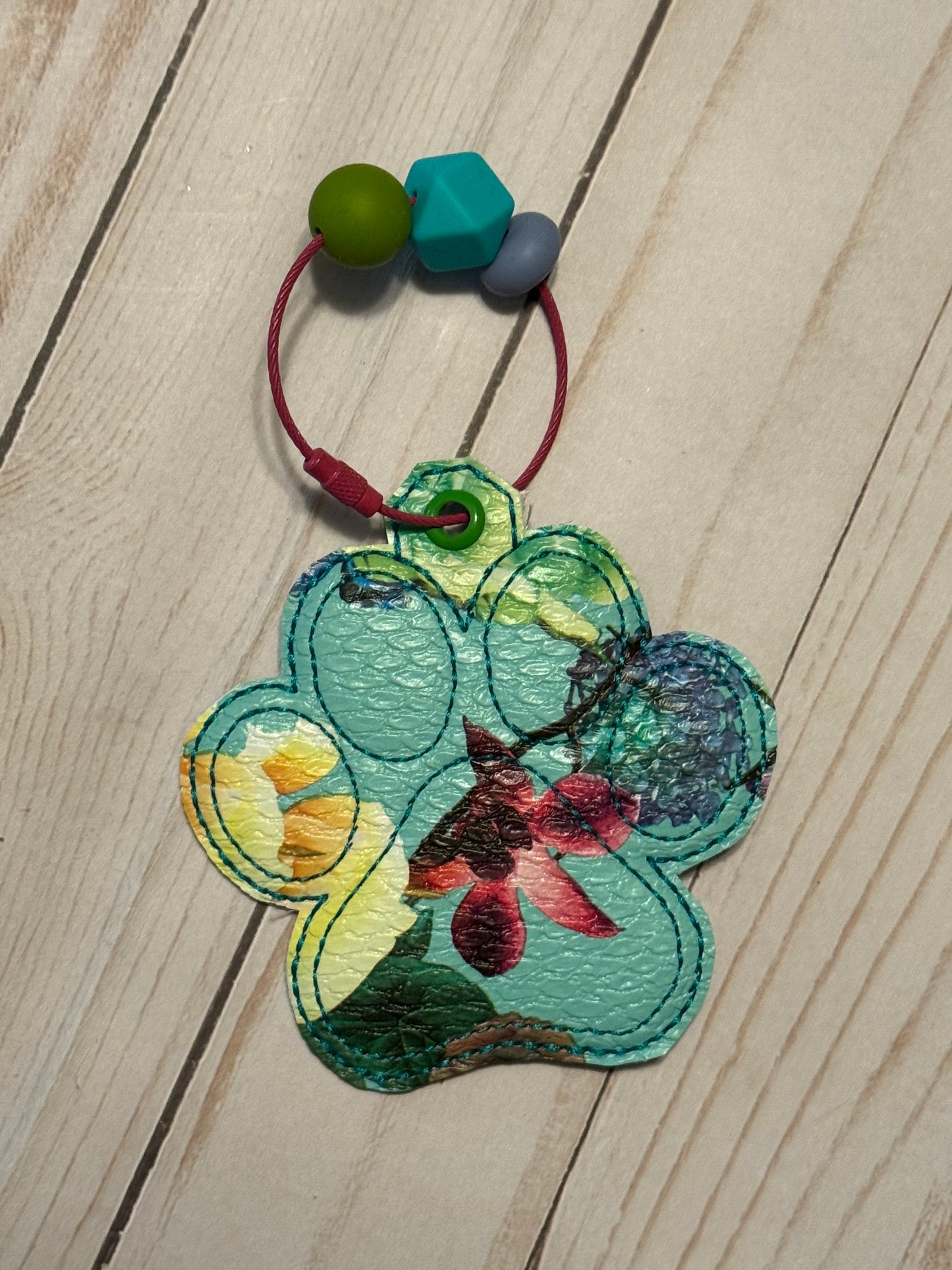 Puffy Paw Print Keyfobs with Beads