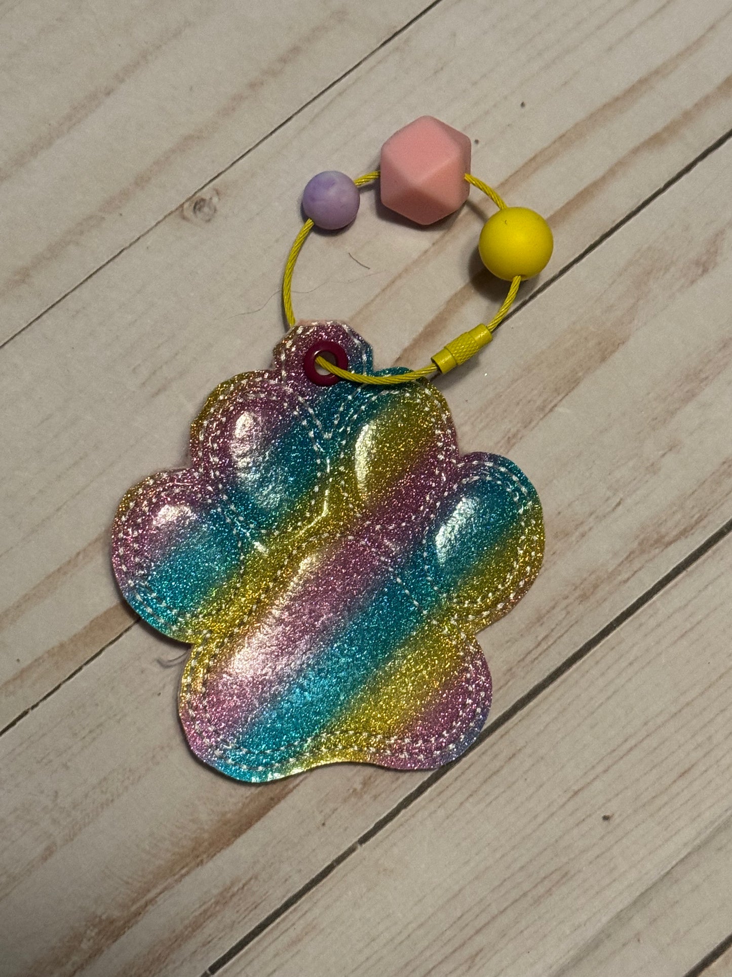 Puffy Paw Print Keyfobs with Beads