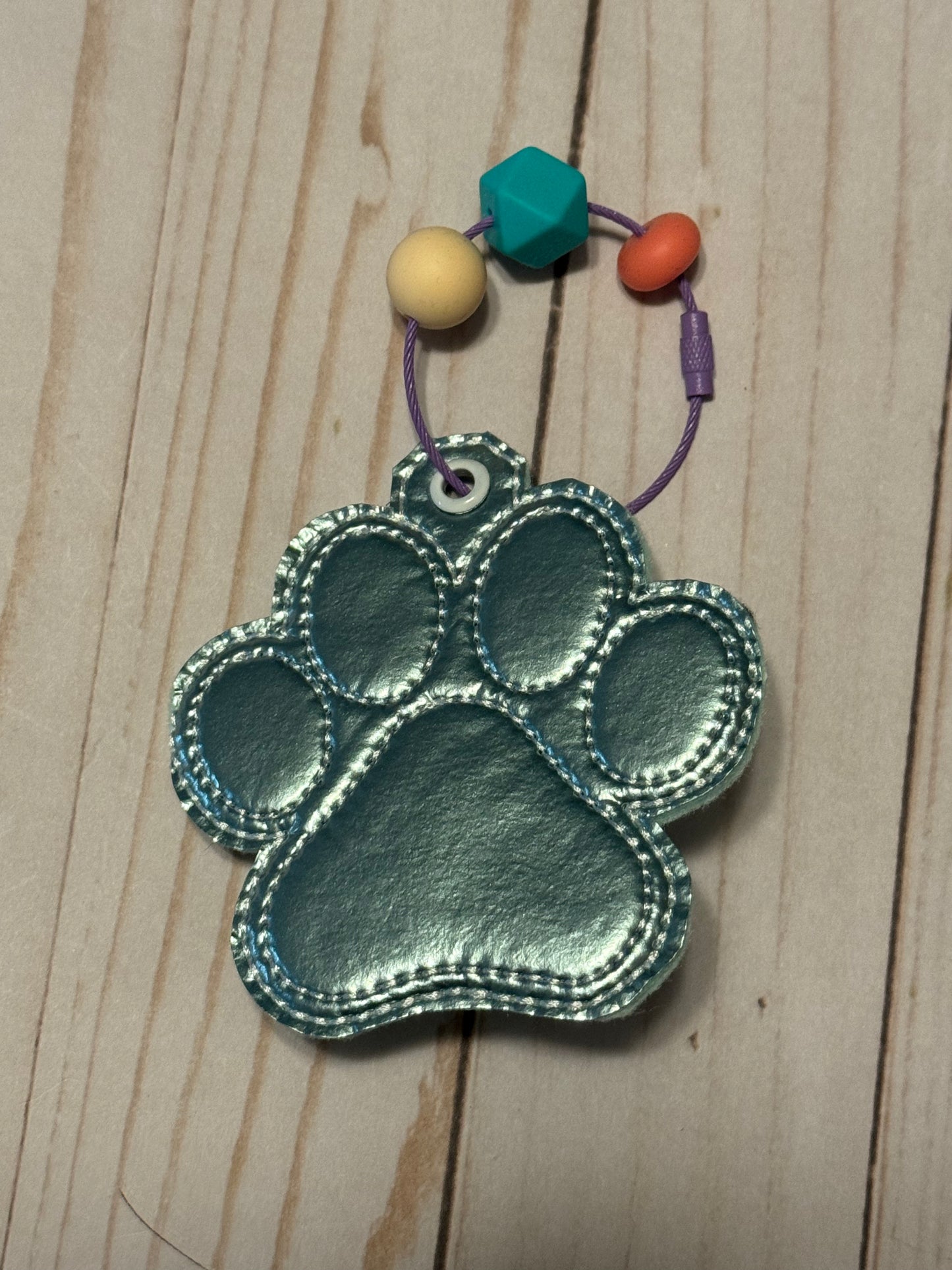 Puffy Paw Print Keyfobs with Beads