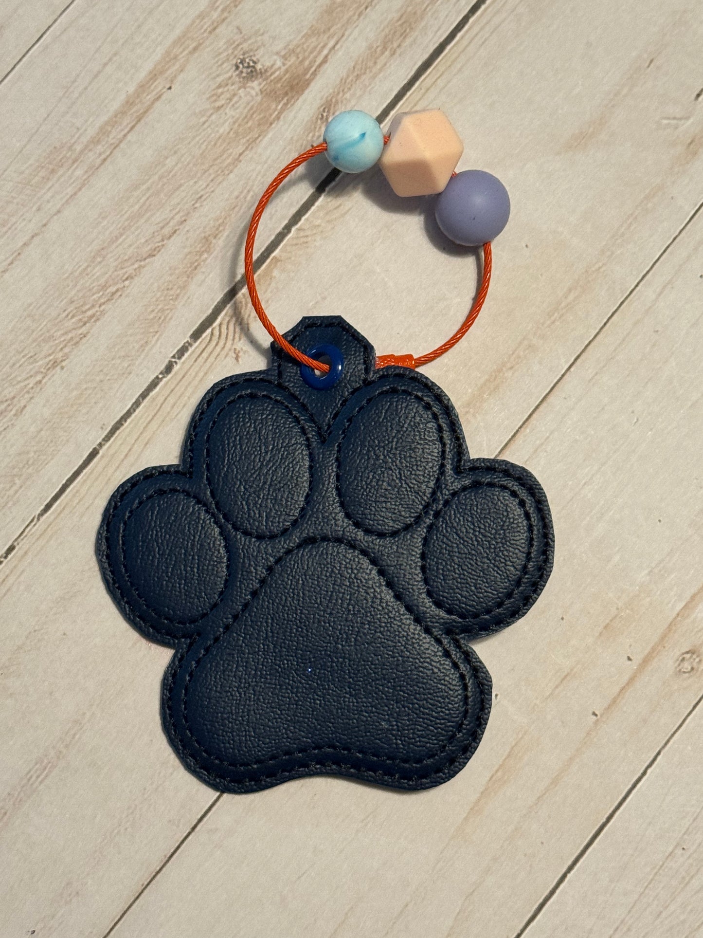 Puffy Paw Print Keyfobs with Beads