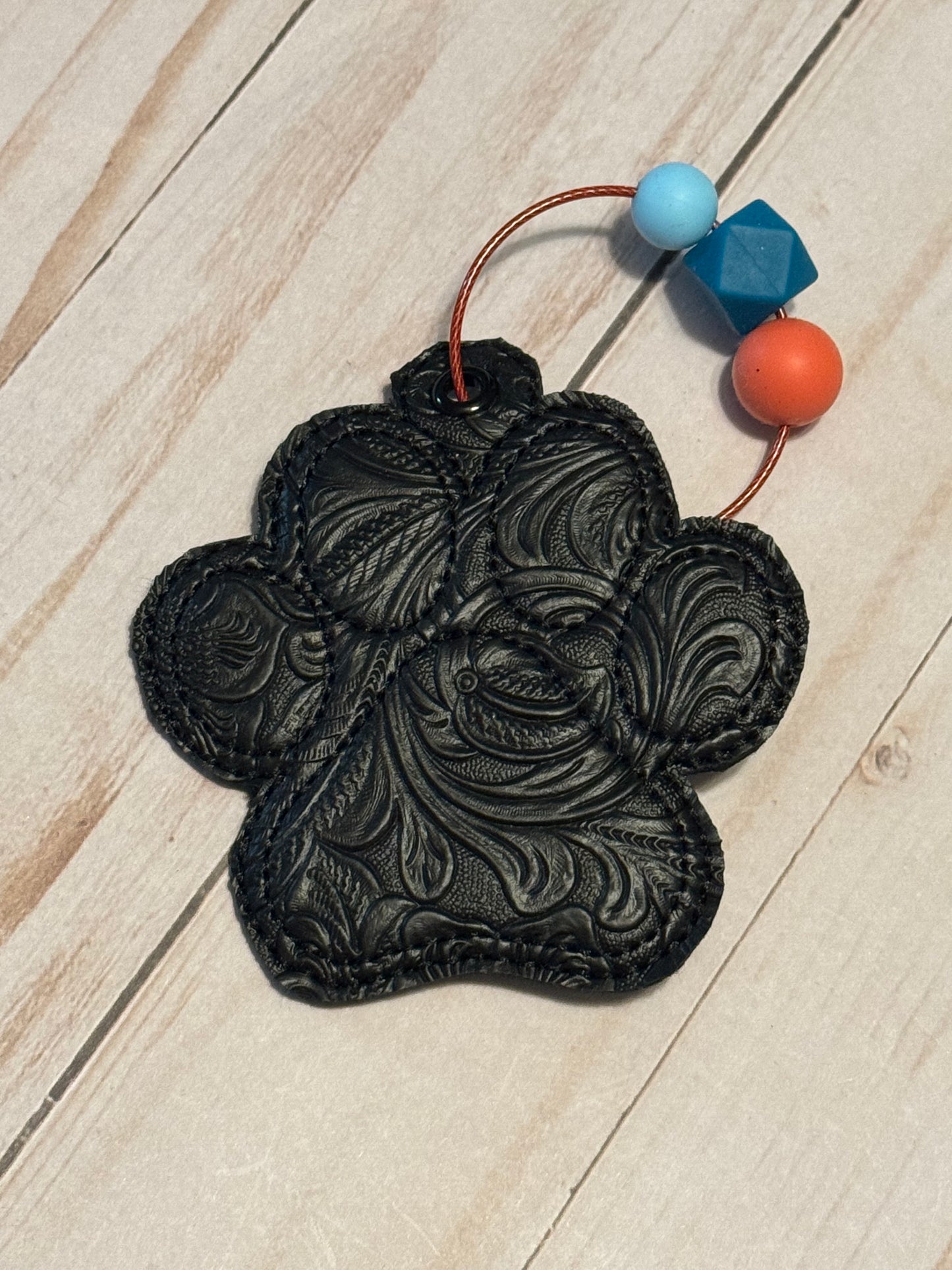 Puffy Paw Print Keyfobs with Beads