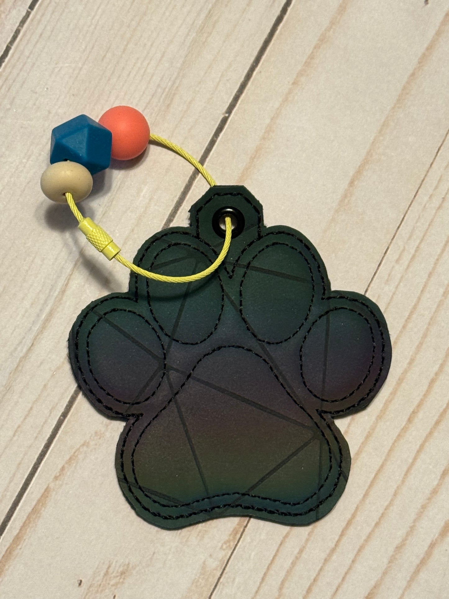 Puffy Paw Print Keyfobs with Beads