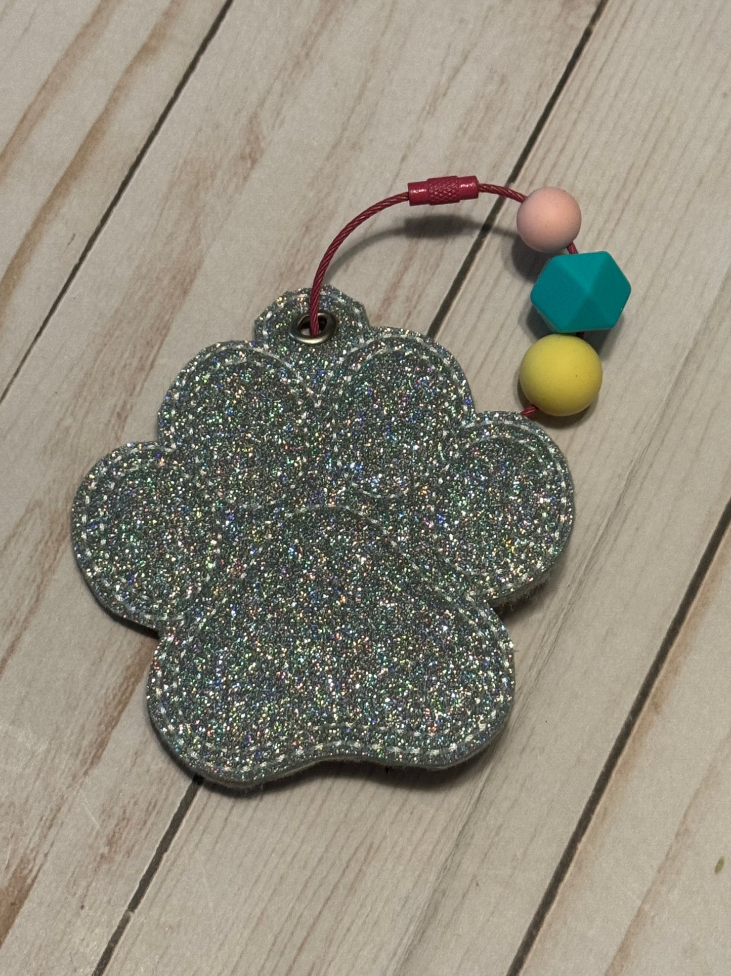 Puffy Paw Print Keyfobs with Beads