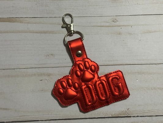 Puff Dog with Paw Print Keyfob