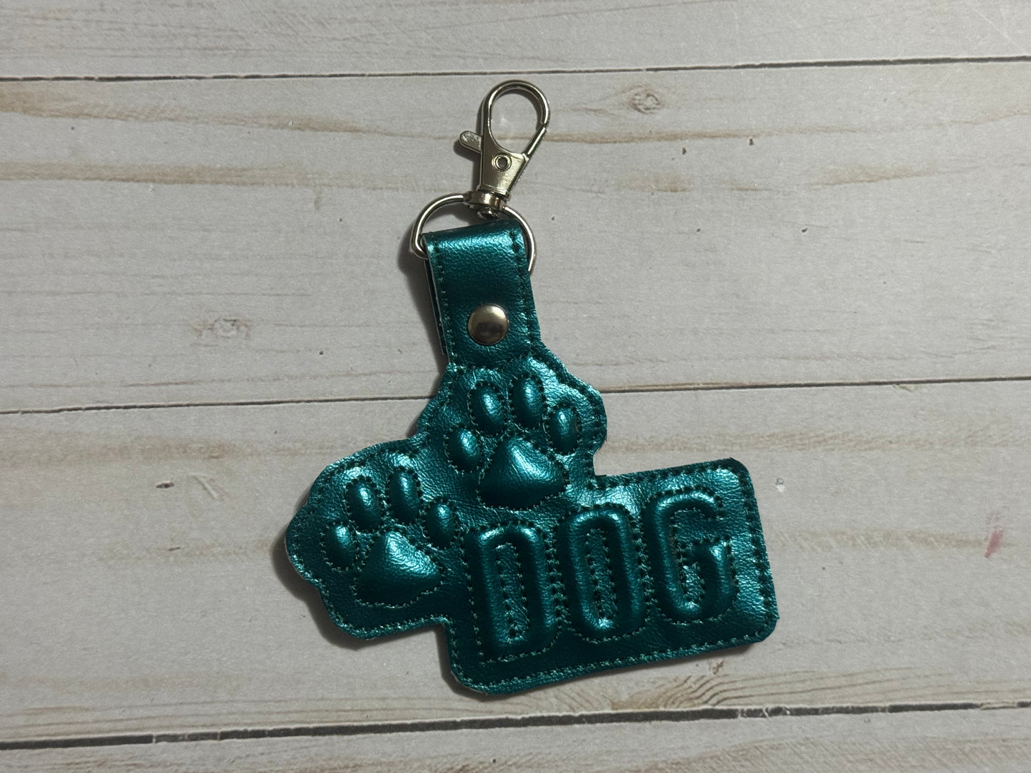 Puff Dog with Paw Print Keyfob