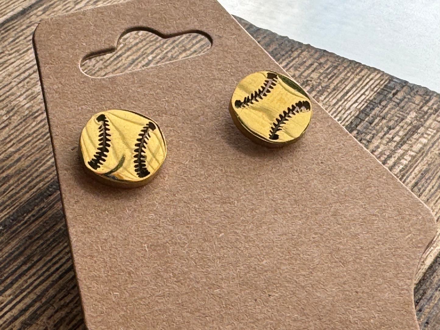 Stainless Steel Baseball Earrings