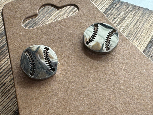 Stainless Steel Baseball Earrings